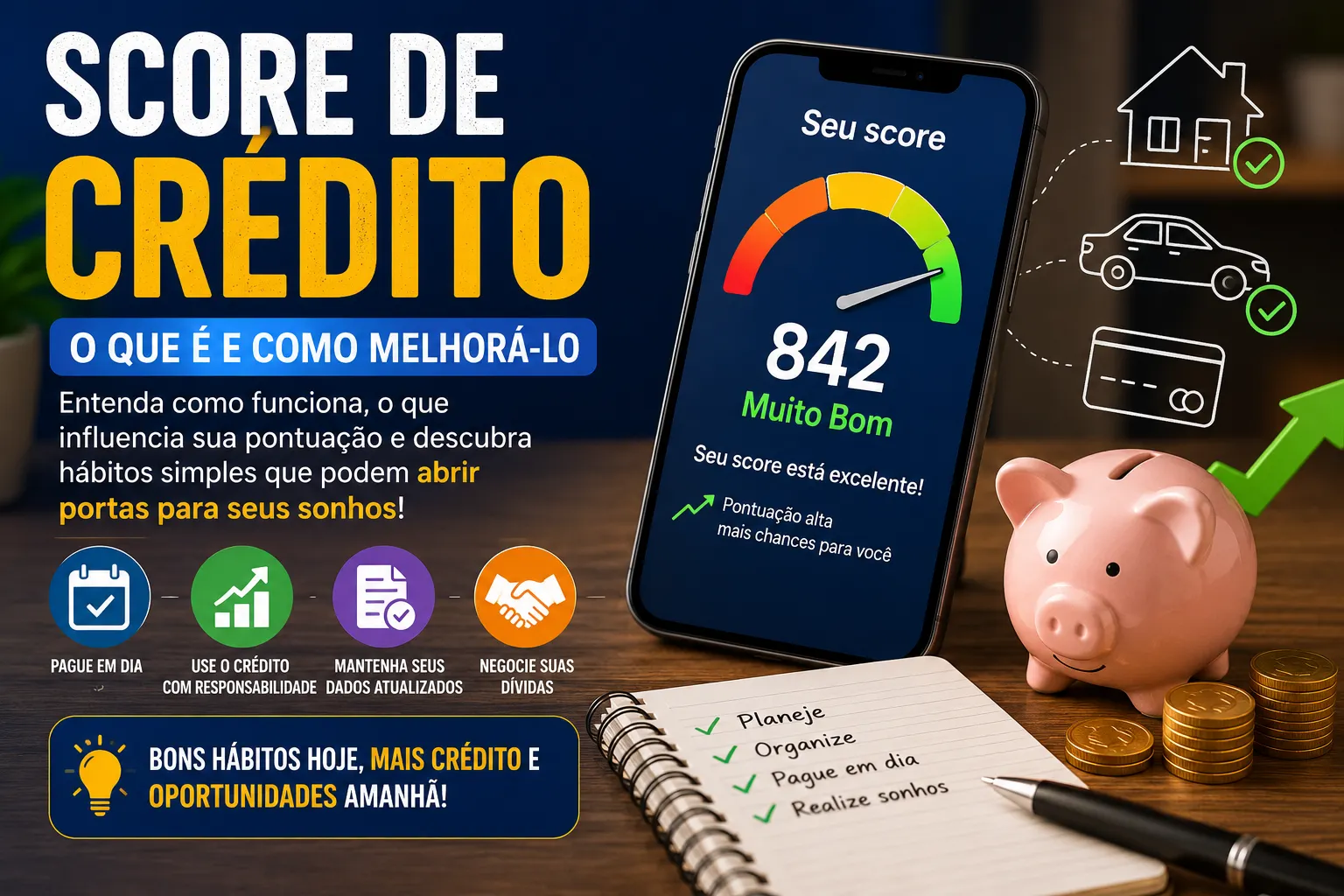 o que é score de crédito, como ele é calculado, como consultar gratuitamente e quais hábitos realmente ajudam a aumentar sua pontuação.